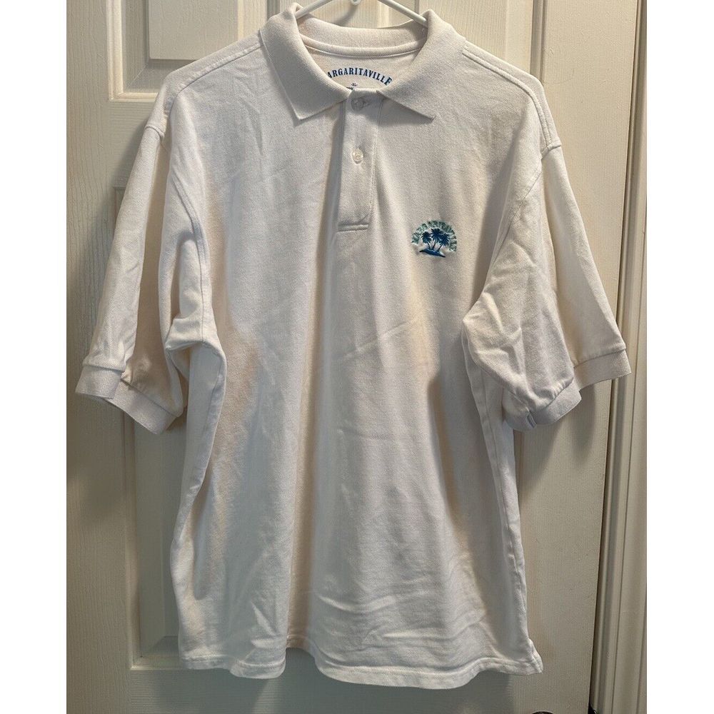 Jimmy Buffett Margaritaville Polo Shirt Mens XL White‎ Golf